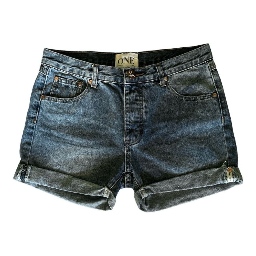 One Teaspoon Chargers Cut Off Denim Blue Jean Shorts Size 26